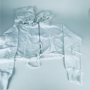 CO ORD CROP ZIP HOODY JOGGER SET white